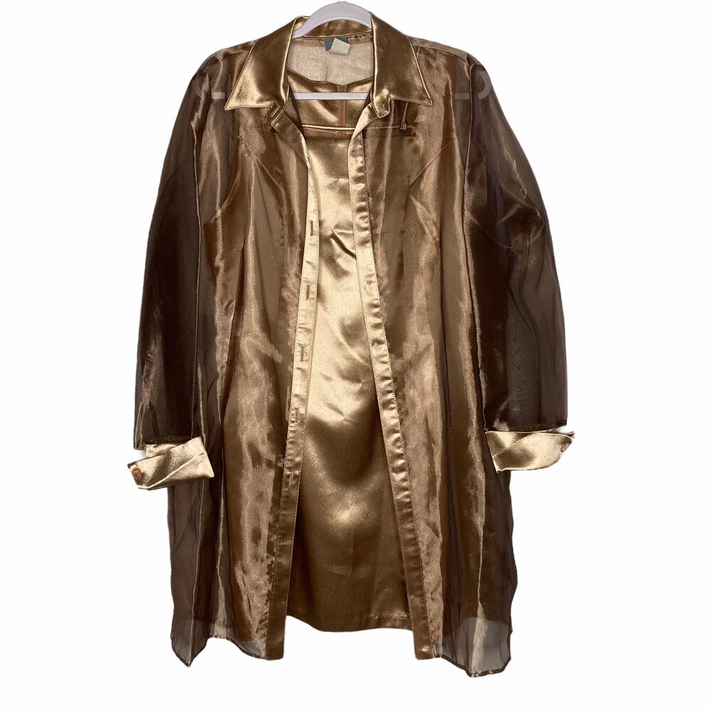 Vintage Anna Womens Size 2XL 90s Y2K Square Neck Dress Sheer Jacket Set